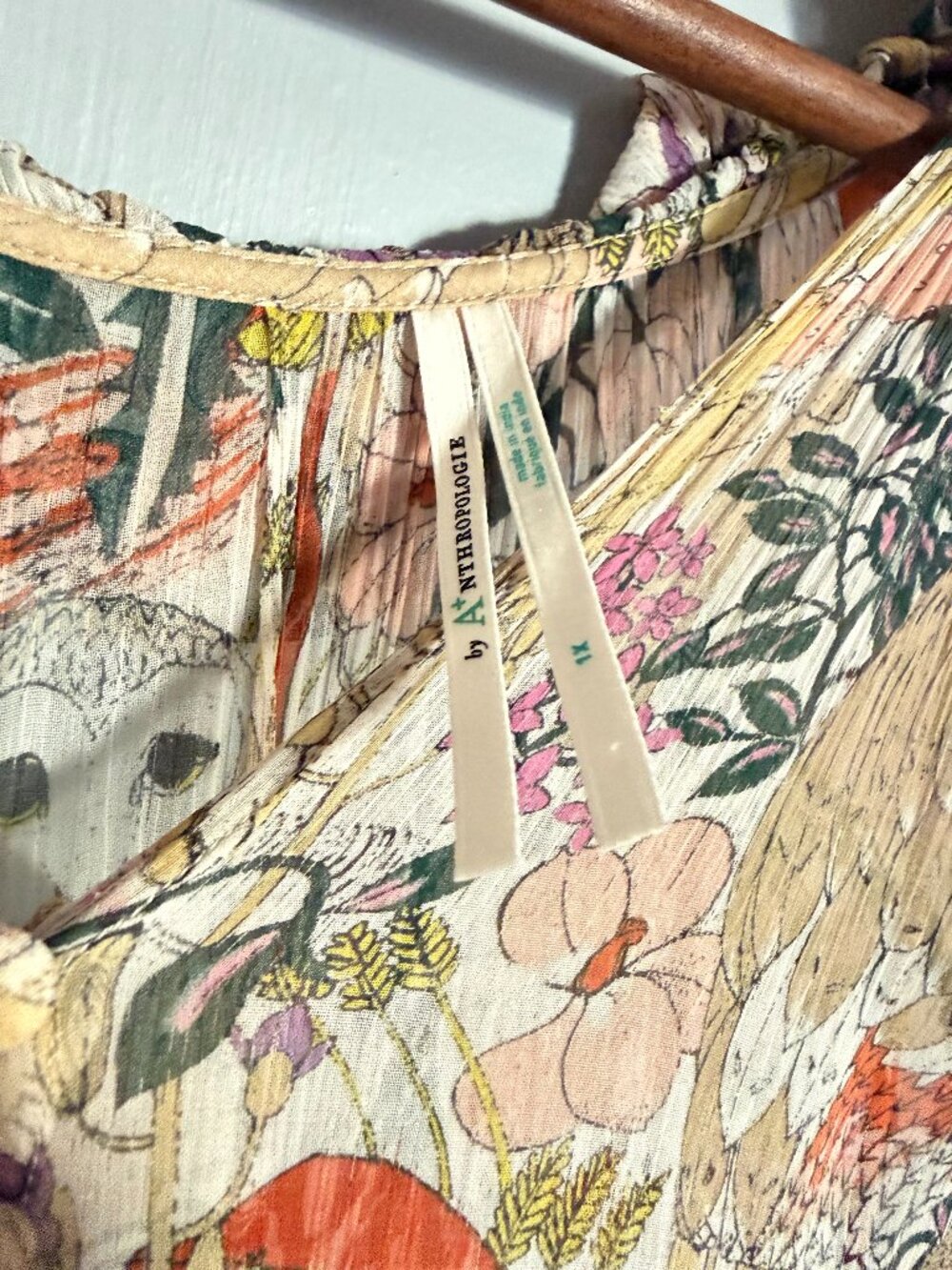 Anthropologie Marais Printed Chiffon Maxi Dress, Floral Print, Size 1X - Picture 5 of 9